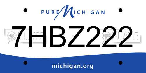 7HBZ222 Michigan License Plate
