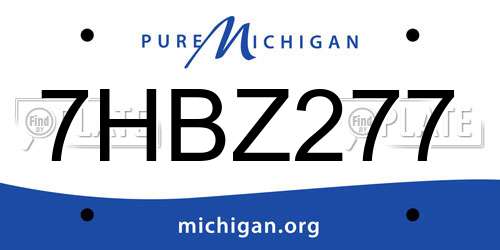 7HBZ277 Michigan License Plate