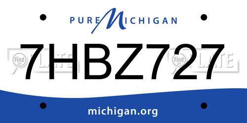 7HBZ727 Michigan License Plate