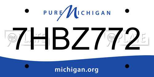7HBZ772 Michigan License Plate