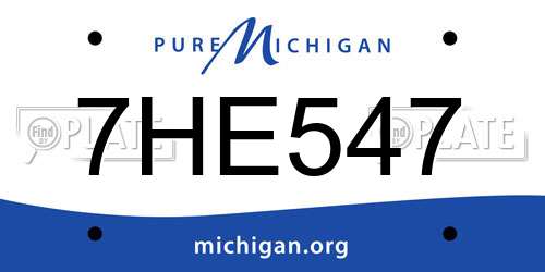 7HE547 Michigan License Plate