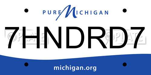 7HNDRD7 Michigan License Plate