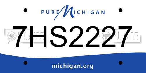 7HS2227 Michigan License Plate