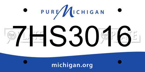 7HS3016 Michigan License Plate