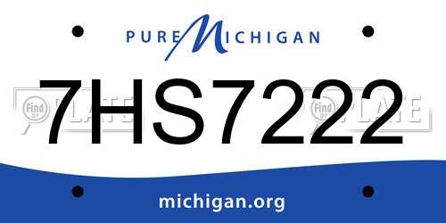 7HS7222 Michigan License Plate
