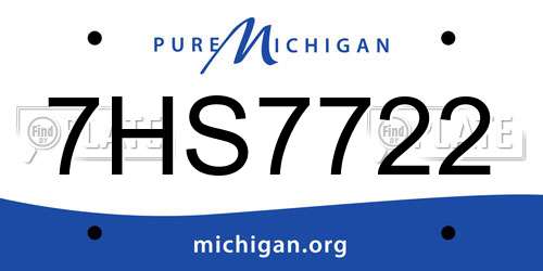 7HS7722 Michigan License Plate