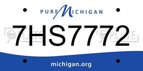 7HS7772 Michigan License Plate