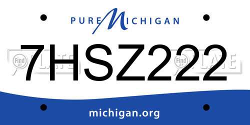 7HSZ222 Michigan License Plate