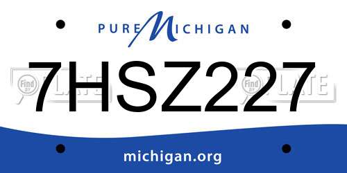 7HSZ227 Michigan License Plate