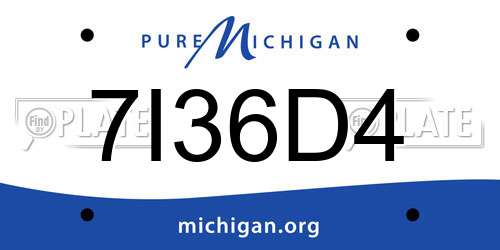 7I36D4 Michigan License Plate