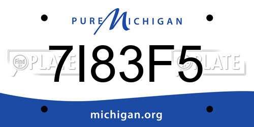 7I83F5 Michigan License Plate