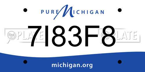 7I83F8 Michigan License Plate