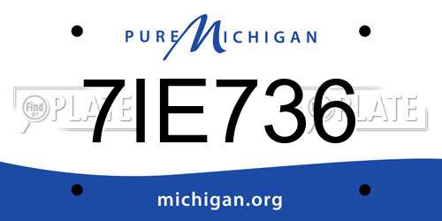 7IE736 Michigan License Plate