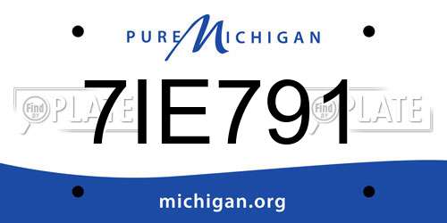 7IE791 Michigan License Plate