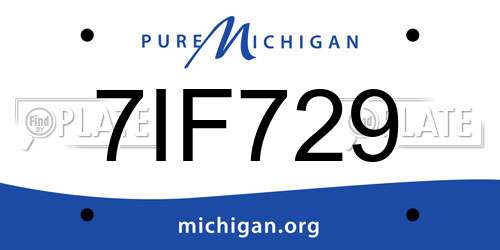 7IF729 Michigan License Plate