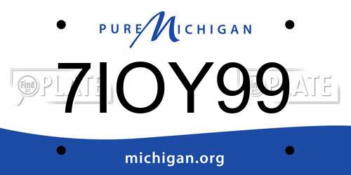 7IOY99 Michigan License Plate