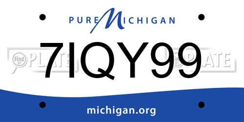 7IQY99 Michigan License Plate