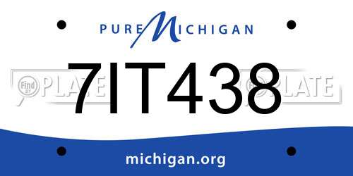 7IT438 Michigan License Plate