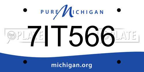 7IT566 Michigan License Plate