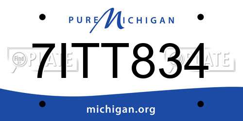 7ITT834 Michigan License Plate