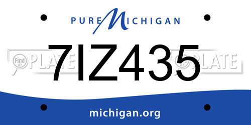 7IZ435 Michigan License Plate