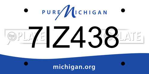 7IZ438 Michigan License Plate