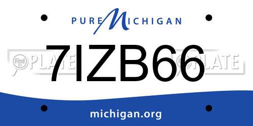 7IZB66 Michigan License Plate