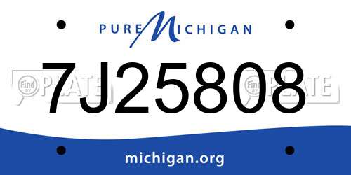 7J25808 Michigan License Plate