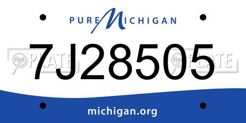 7J28505 Michigan License Plate