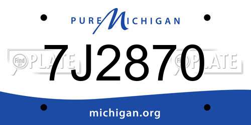 7J2870 Michigan License Plate