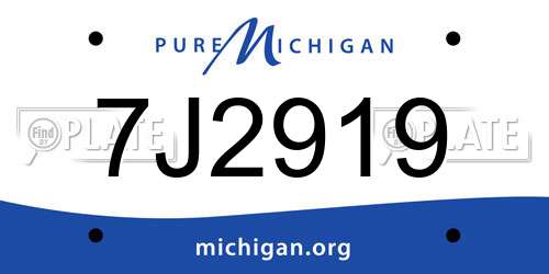 7J2919 Michigan License Plate