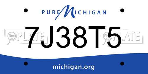 7J38T5 Michigan License Plate