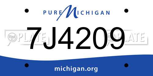7J4209 Michigan License Plate