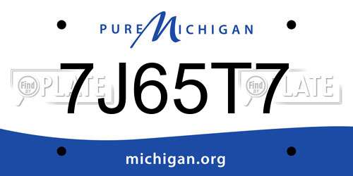 7J65T7 Michigan License Plate