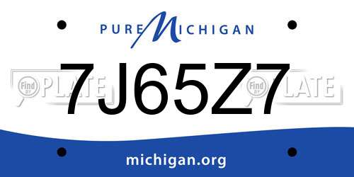 7J65Z7 Michigan License Plate