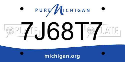 7J68T7 Michigan License Plate