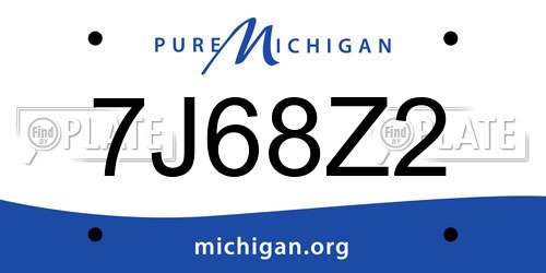 7J68Z2 Michigan License Plate