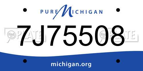 7J75508 Michigan License Plate