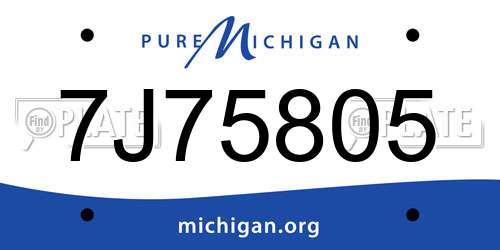 7J75805 Michigan License Plate