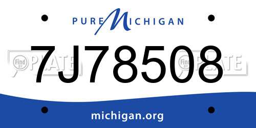 7J78508 Michigan License Plate