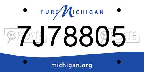 7J78805 Michigan License Plate