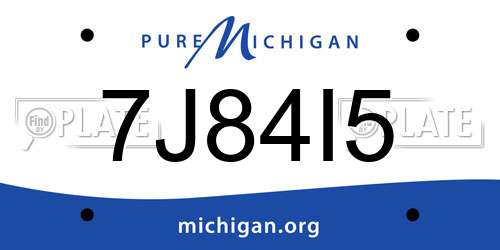 7J84I5 Michigan License Plate