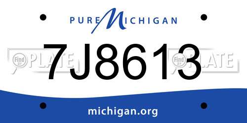 7J8613 Michigan License Plate