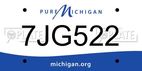 7JG522 Michigan License Plate