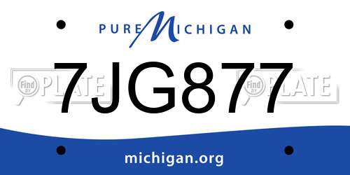 7JG877 Michigan License Plate