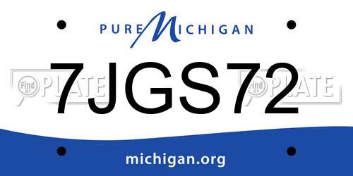 7JGS72 Michigan License Plate