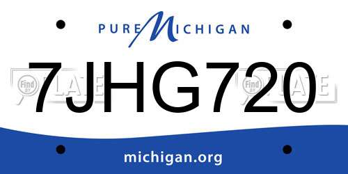 7JHG720 Michigan License Plate