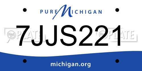 7JJS221 Michigan License Plate