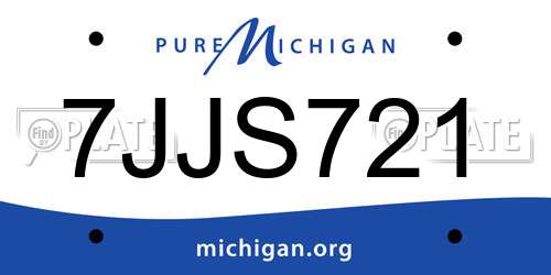 7JJS721 Michigan License Plate
