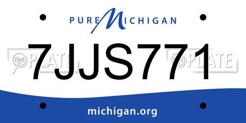 7JJS771 Michigan License Plate